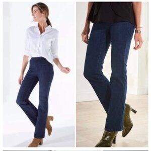 Soft Surroundings Size Large Black Wash High Rise Elastic Waist Pull On Jeans